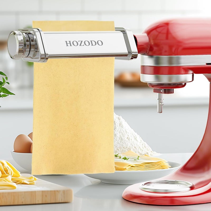 HOZODO Pasta Attachment for KitchenAid Mixer, Includes Pasta Sheet Roller, Spaghetti Fettuccine Cutter, 3Pcs for Pasta Attachment by - Image 5